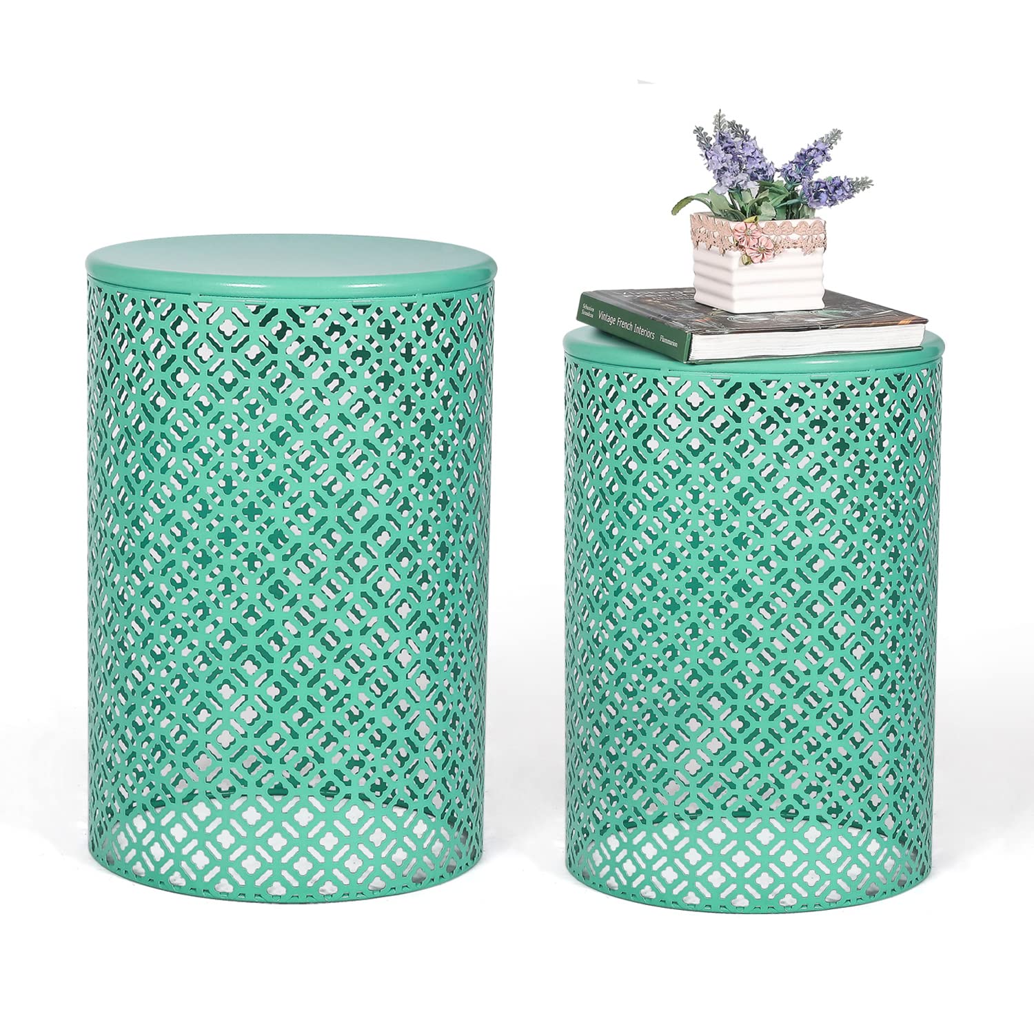 Joveco 2-Piece Round End Tables Set - Modern Nesting Coffee Tables & Nightstands for Living Room, Bedroom, Entryway - Space-Saving Side Tables (Sky Blue) | Perfect for Small Spaces, Apartment Decor & Accent Furniture