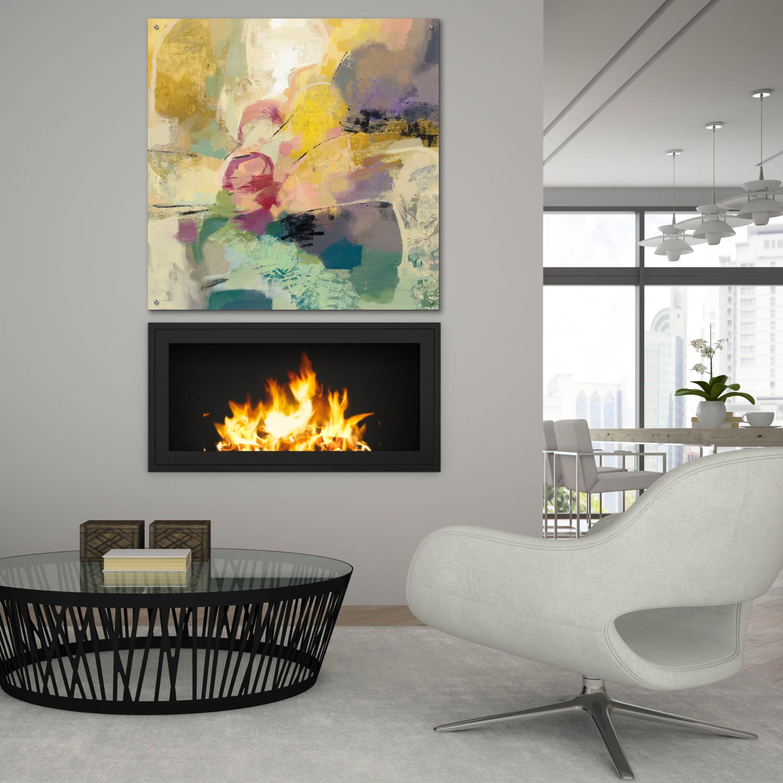 Mid Mod Mood Acrylic Glass Wall Art by Silvia Vassileva - 36x36 Inches Modern Abstract Painting for Living Room, Bedroom & Office Decor