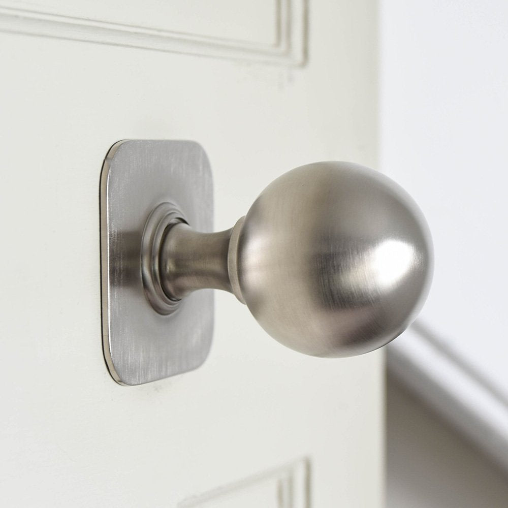Elegant Satin Nickel Door Pull with Square Backplate - Modern Cabinet & Drawer Handle for Home & Office Decor