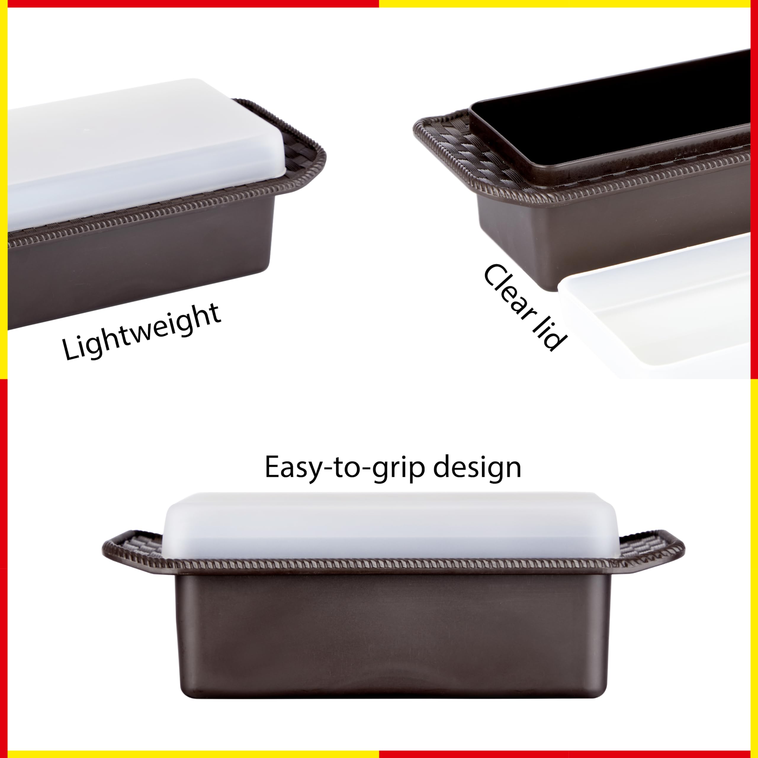 RATAN PLASTICWARE Butter Storage Box - Pack of 2 (Dark Brown & Off Ivory) | Large Capacity Plastic Food Container for Butter, Cheese, Margarine | Kitchen & Pantry Organization Solution