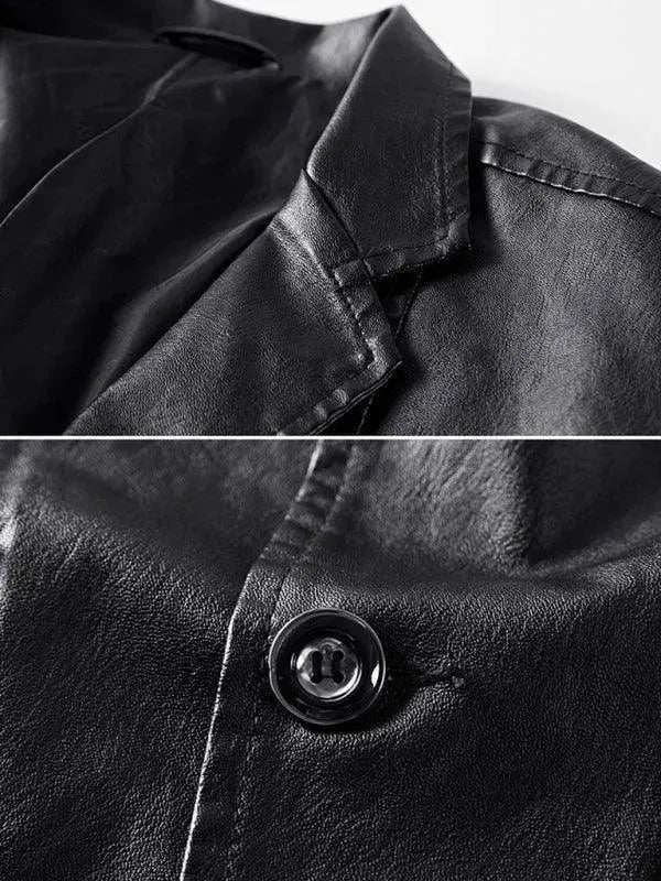 Men's Slim Fit Casual Leather Blazer Jacket - Stylish & Comfortable for Business, Office, and Evening Events