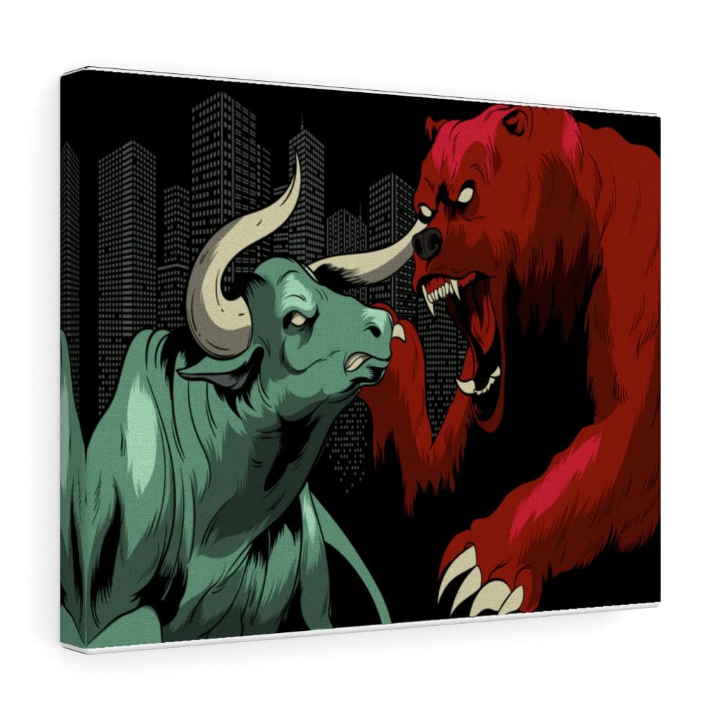 Bull vs Bear Wall Street Trading Art - Unique Stock Market Gift for Investors & Traders - Perfect for Home, Office Decor & Finance Enthusiasts