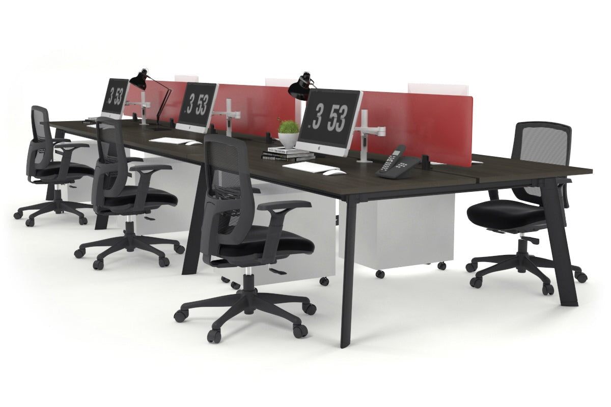 6-Person Black Frame Workstation with Cable Management - 1600L x 800W Office Desk for Team Collaboration | Perfect for Open Office Spaces & Shared Work Environments