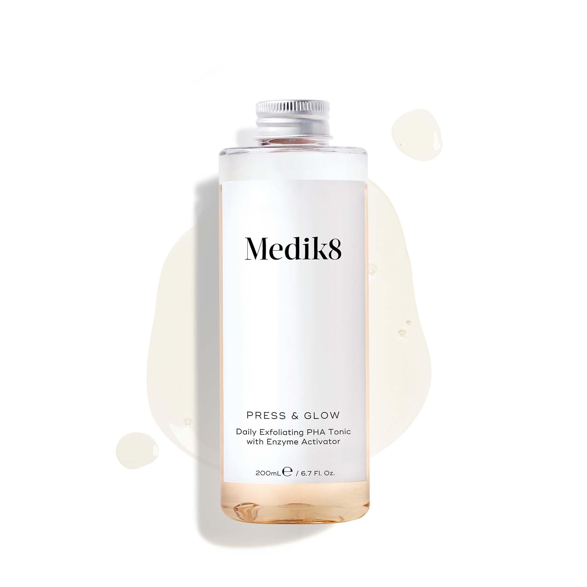 Medik8 Press & Glow Daily Exfoliating Tonic Refill 200ml - Gentle Chemical Peel for Brighter Skin | At-Home Facial Treatment for Glowing Complexion