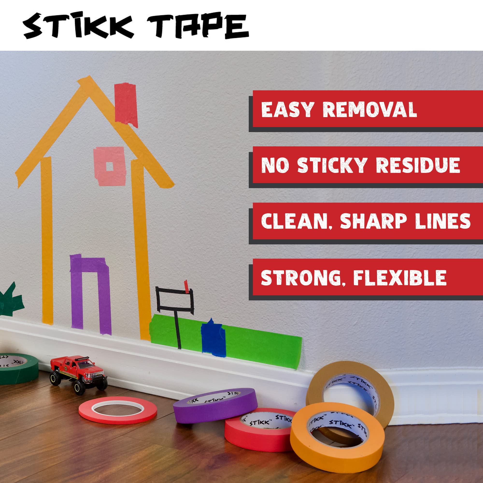 STIKK Premium Painter's Tape - 2 Inch x 60 Yards (1 Pack) - Residue-Free Masking Tape for Walls, Edges, Trim & Ceilings - Perfect for DIY Painting Projects, Home Renovation & Professional Use - Ideal for Clean Lines on Wood, Drywall & Glass Surfaces
