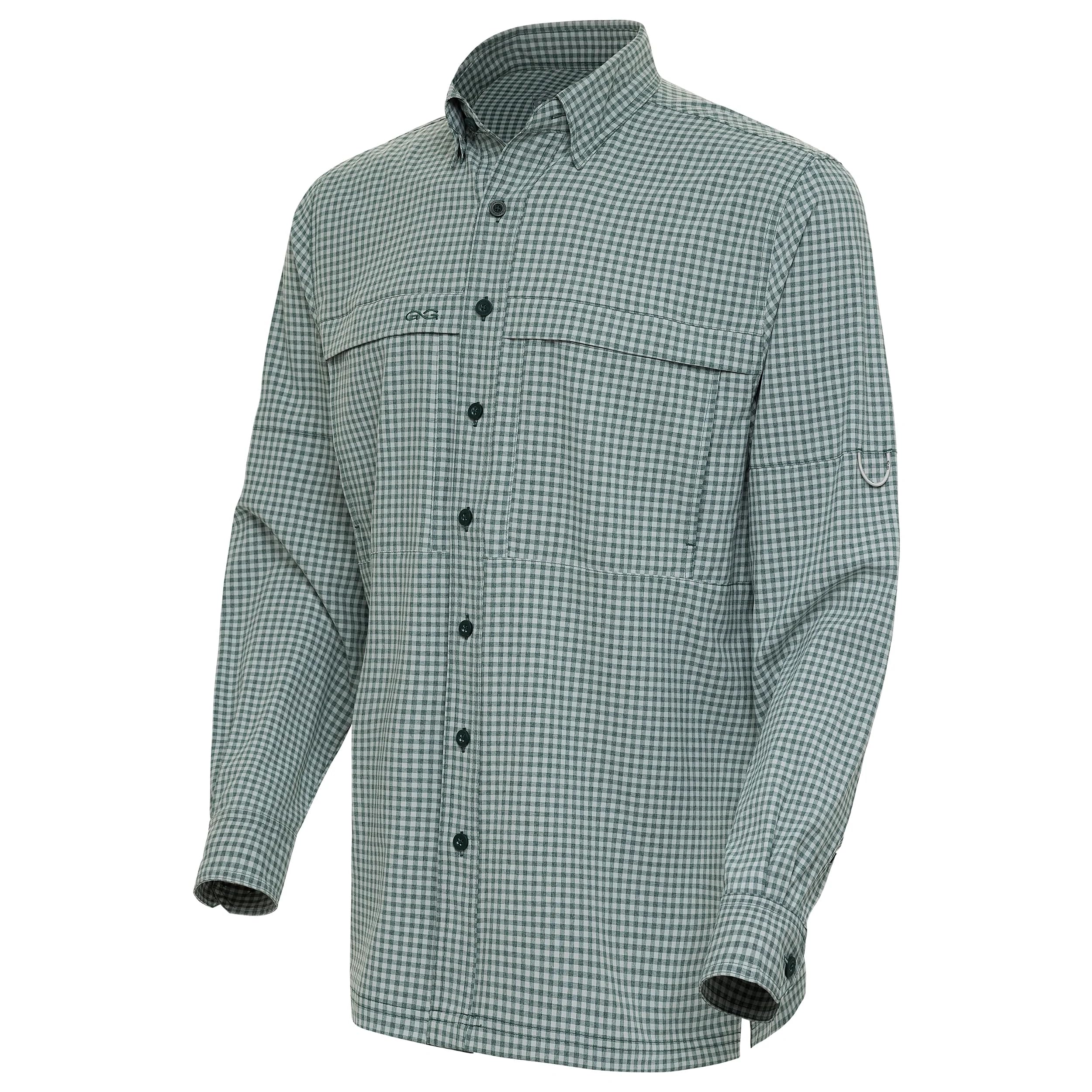 GameGuard Gunmetal TekCheck Shirt - Men's Long Sleeve Button Down Casual Shirt for Outdoor, Work & Everyday Wear