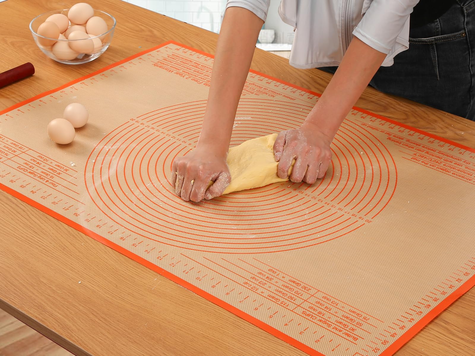 Non-Stick Silicone Baking Mat 34x26 Inch - Premium Pastry Dough Rolling Board for Pie Crust, Fondant, Pasta & Pizza - Heat Resistant Kitchen Counter Mat for Baking, Cooking & Food Prep