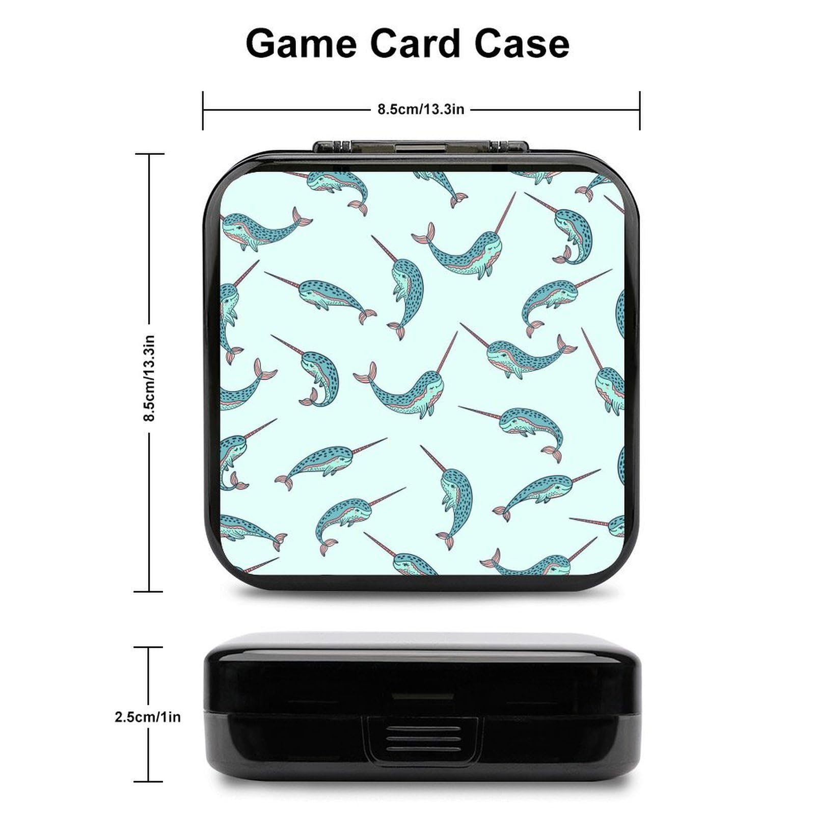 Narwhal Dream Funny Game Card Case - 24 Slot Storage Box & Holder for Collectible Cards, Perfect for TCG, MTG, and Board Game Enthusiasts