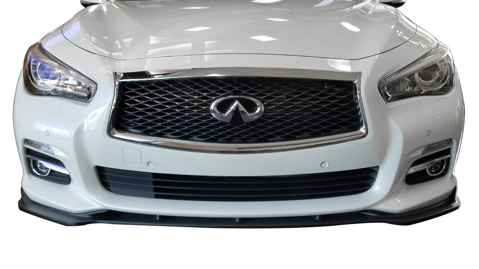 2014-2017 Infiniti Q50 Premium Front Bumper Lip Splitter - Matte Black (KB11226) | Enhances Aerodynamics & Sporty Look for Street or Track Use