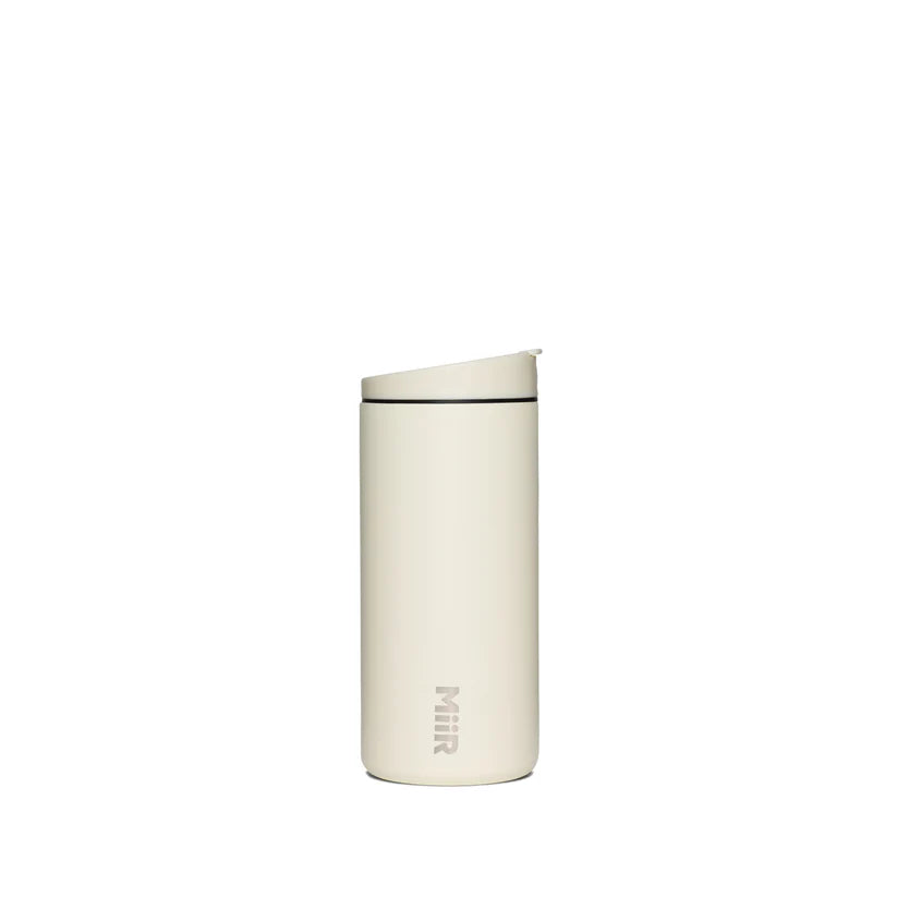 MiiR Flip Traveler 12oz Insulated Stainless Steel Tumbler with Lid - Sandstone White | Leakproof Travel Mug for Coffee, Tea & Cold Drinks | Perfect for Commuting, Camping & Office Use