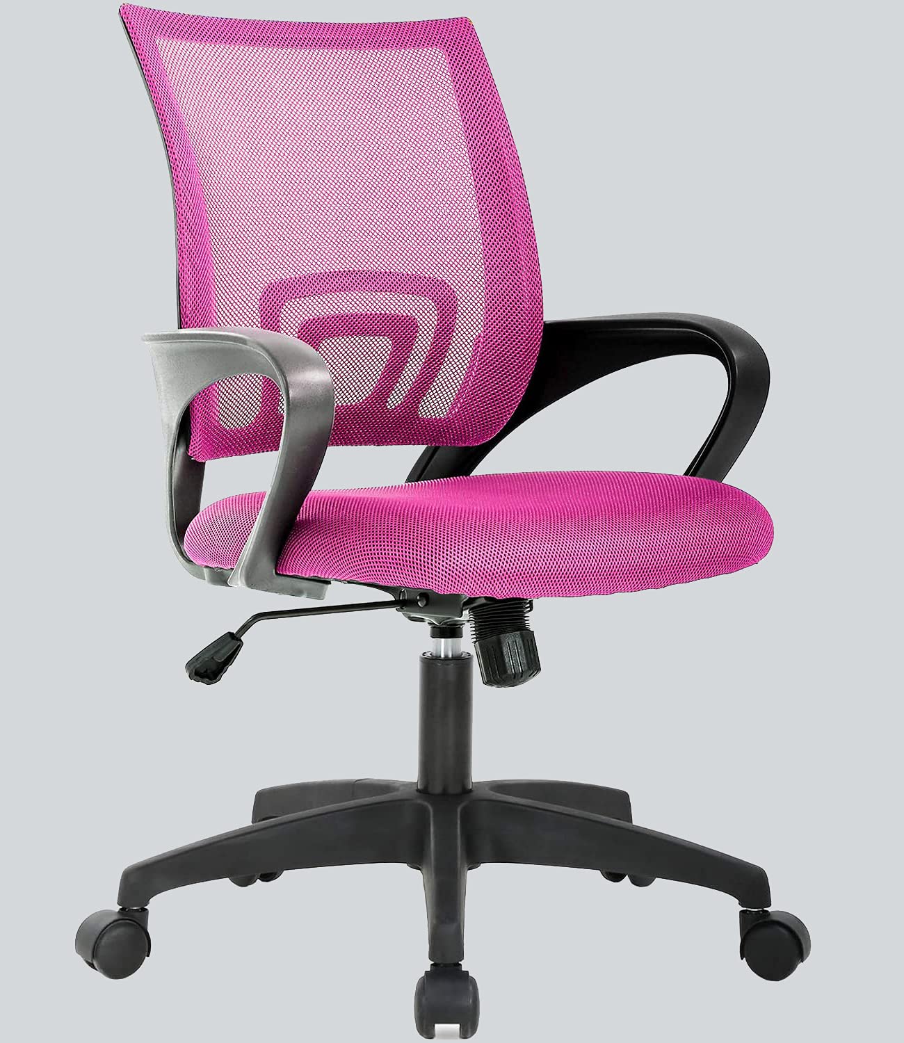 Ergonomic Mesh Office Chair with Adjustable Height & Lumbar Support - Swivel Rolling Computer Desk Chair for Women - Pink Executive Task Chair for Home & Office Workspaces