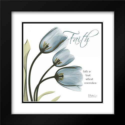 Albert Koetsier 28x28 Black Modern Frame with Double Matted Museum Art Print - Tulips Faith Wall Decor for Living Room, Bedroom & Office