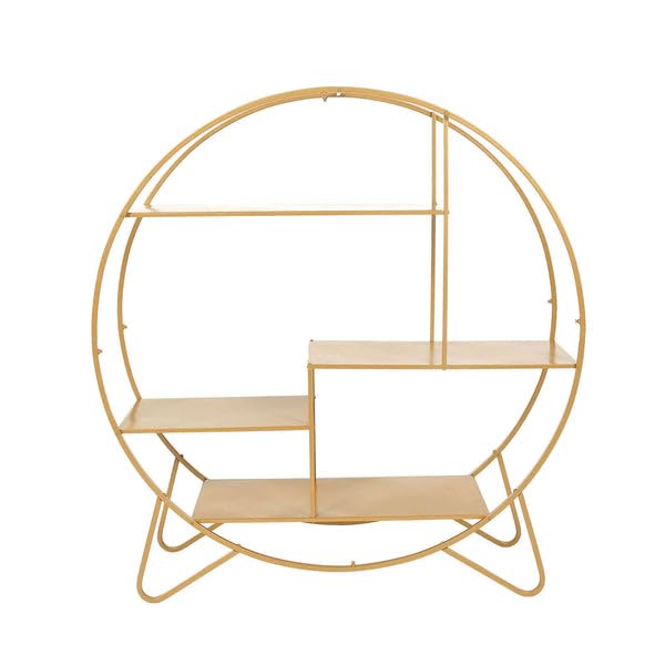 Efavormart 4ft Large Gold Metal Round Cake Stand - Elegant Dessert Display, Wedding Arch Backdrop, Balloon Rack & Modern Bookcase - Perfect for Wedding Receptions, Birthday Parties & Home Decor