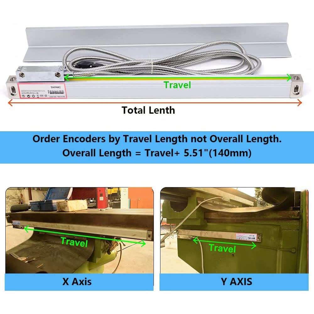 3 Axis Digital Readout DRO Display with 3pc Glass Linear Encoder Scale (150mm+200mm+300mm) for CNC Milling Machine & Lathe | Precise Measurement Tool for Metalworking & Woodworking Projects