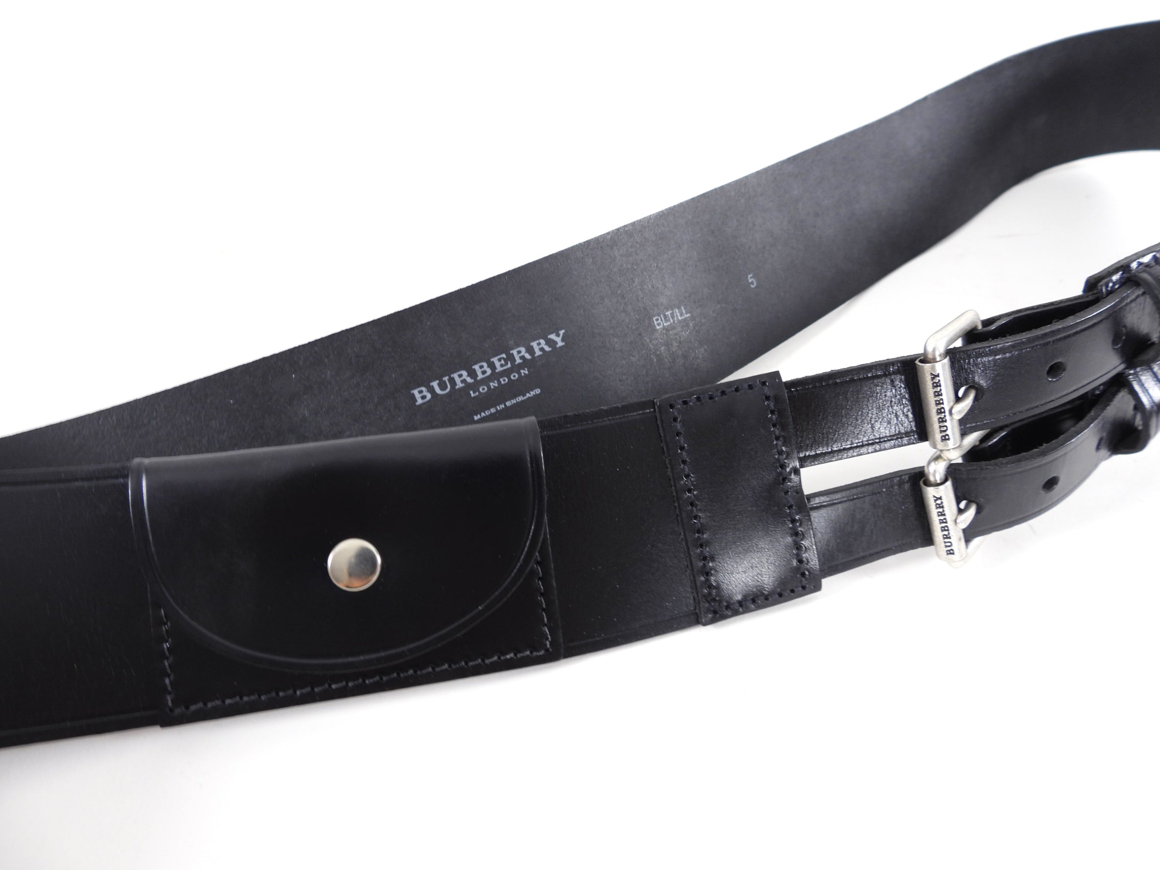 Burberry Black Leather Snap Pocket Belt for Men & Women - Stylish & Functional Waist Belt for Jeans, Pants & Dresses | Perfect for Casual, Office & Travel Outfits