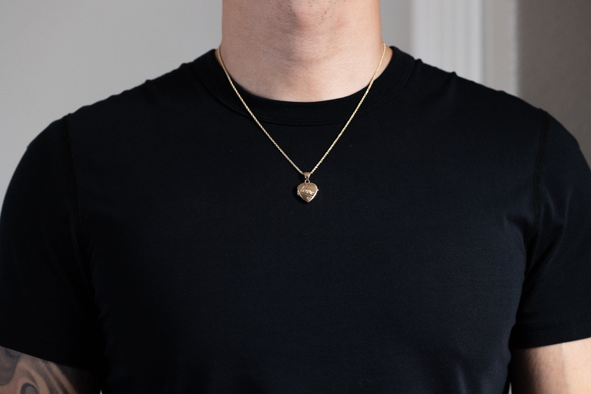 Gold Love Engraved Small Heart Locket Pendant Necklace PT2577 - Romantic Gift for Anniversary, Valentine's Day & Special Occasions