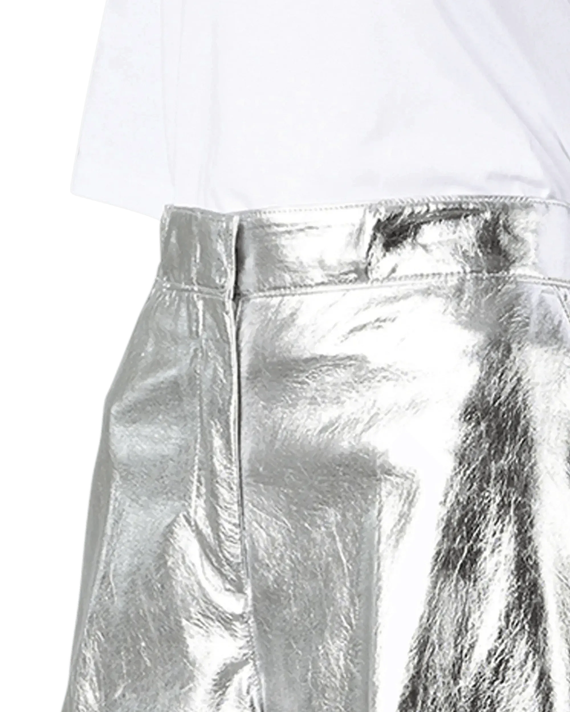 Stylish Cropped Metallic Leather Pants for Women - High Waisted Shiny Faux Leather Trousers | Perfect for Night Out, Clubwear, and Fashion Street Style
