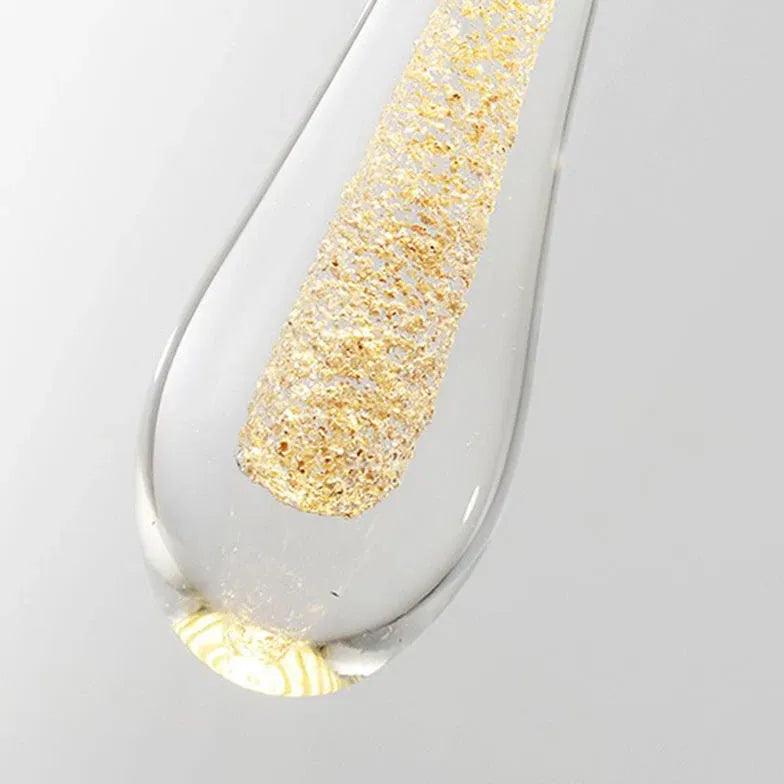 Modern Water Droplet Linear Gold Pendant Light for Kitchen Island - Elegant Dining Room & Bar Lighting Fixture