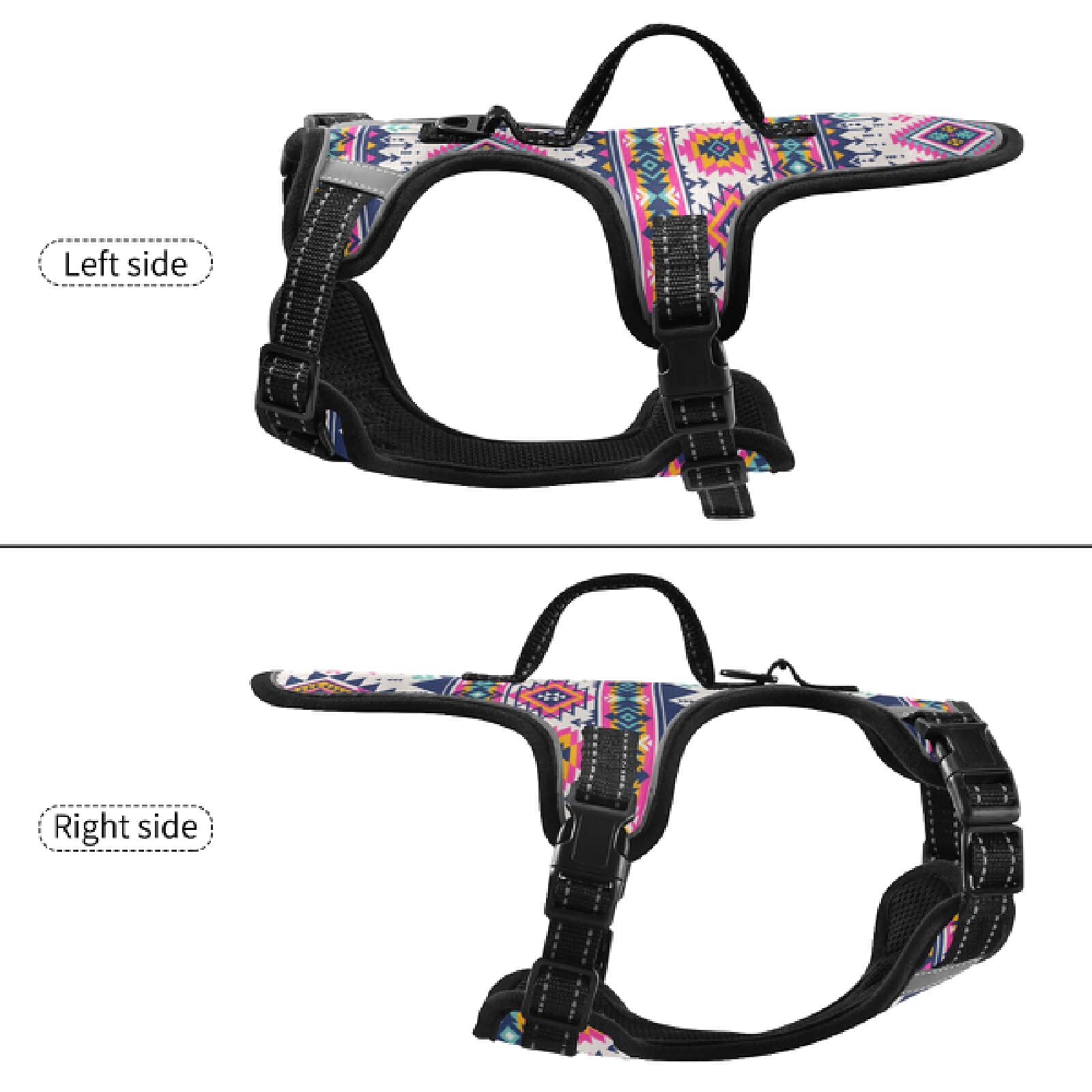 **Aztec Geometric Dog Harness – No Pull Reflective Pet Vest, Breathable & Adjustable for Small & Medium Dogs with Nylon Handle – Perfect for Walking, Hiking & Nighttime Safety**