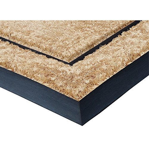 Nedia Home Monogrammed Single Picture Black Frame with Coir Rubber Border Dirt Buster Doormat - 24x57 Inch - Perfect for Entryway, Front Door & Mudroom Protection