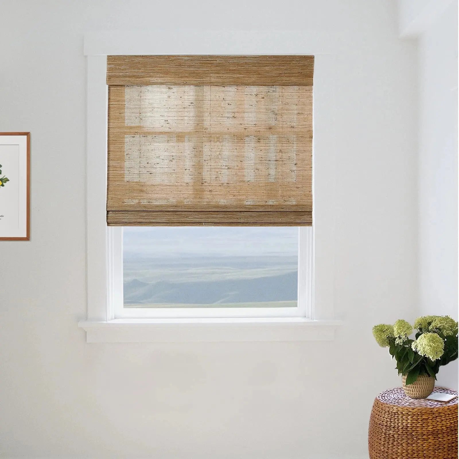 Natural Jute Bamboo Woven Window Shade - Eco-Friendly Room Darkening Blinds for Living Room & Bedroom - Sustainable Home Decor for Sun Protection & Privacy