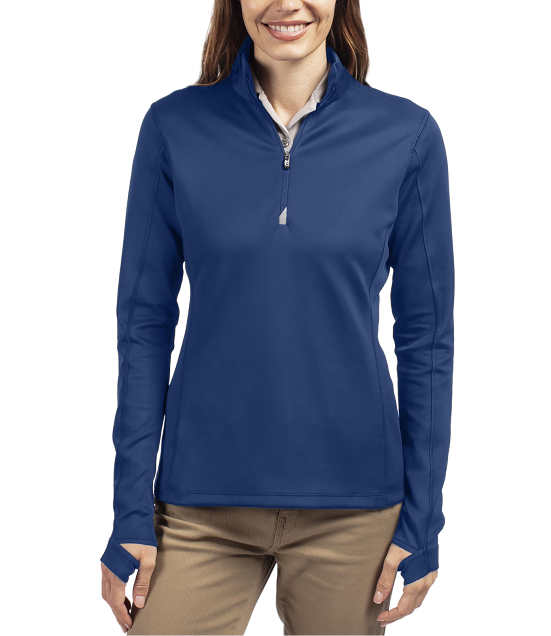 Cutter & Buck Women's Moisture Wicking UPF 50+ Stretch Traverse Half Zip Pullover - Lightweight Quick-Dry Golf & Hiking Shirt for Outdoor Activities