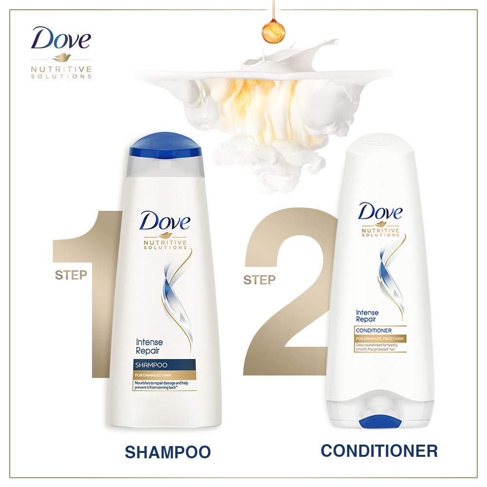 Dove Intense Repair Shampoo for Damaged Hair - Enriched with Fiber Actives to Repair, Smooth & Strengthen Hair - 180ml - Perfect for Dry, Brittle & Color-Treated Hair at Home or Salon