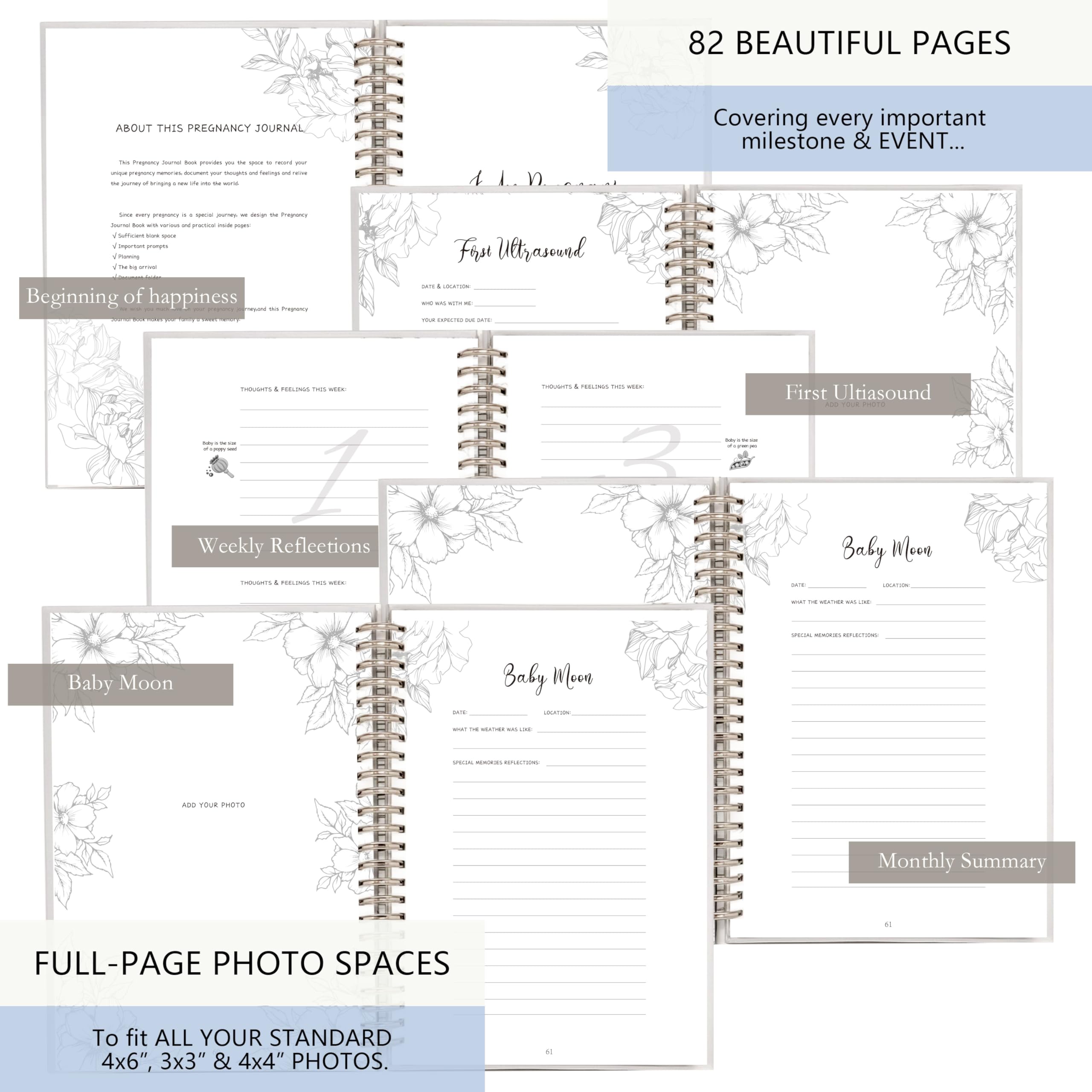 Pregnancy Journal Memory Book - 82 Pages Hardcover Pregnancy Planner & Baby Memory Book for First Time Moms | Pregnancy Diary, Ultrasound Keepsake & Mom's Gift | Perfect for Baby Showers, Gender Reveals & Creating Cherished Memories (Bear Design)