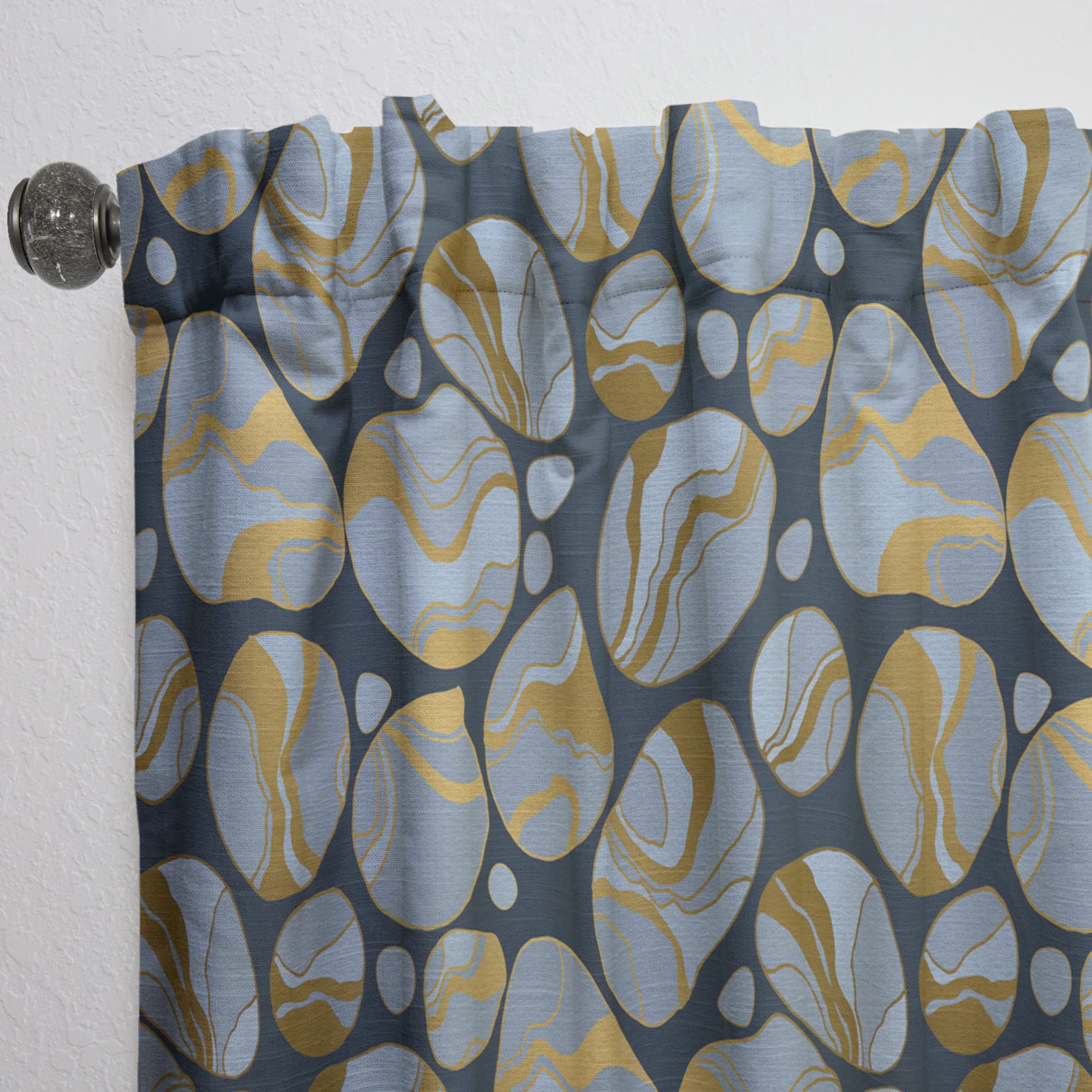 DesignQ Golden Marble Thermal Insulated Curtains - Single Panel 52x84 - Elegant Drapes for Bedroom & Living Room - Perfect for Energy Saving & Home Decor