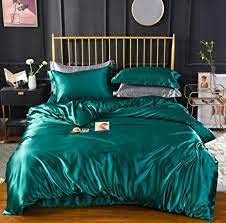 100% Pure Silk Satin Duvet Cover Set - Full/Queen Size with 2 Pillowcases | Wrinkle & Fade Resistant | Cooling Soft Luxury Bedding for Hot Sleepers (Teal) | Perfect for Master Bedroom, Guest Room & Hotel Luxury Decor