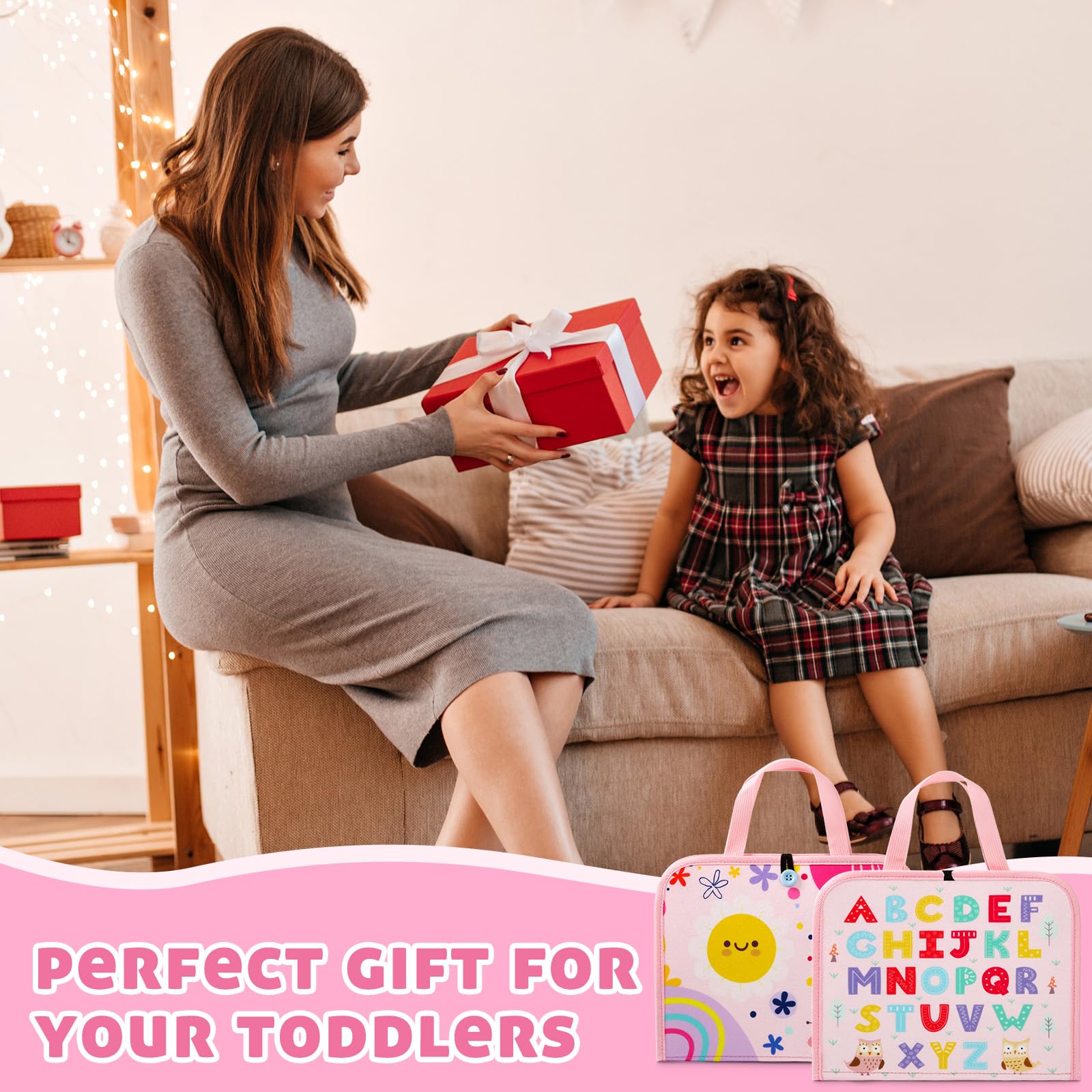 Montessori Busy Board for Toddlers 1-4 - Sensory Travel Toy for Airplane & Car