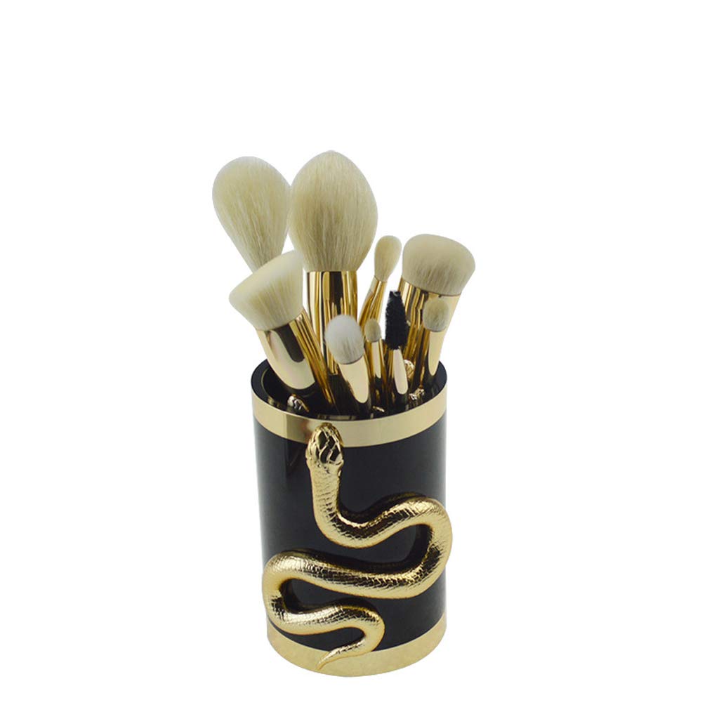 3D Snake Makeup Brush Set - 10 Piece Portable Artificial Fiber Brushes with Plastic Handle for Professional & Everyday Makeup Application - Perfect for Travel, Home & Salon Use