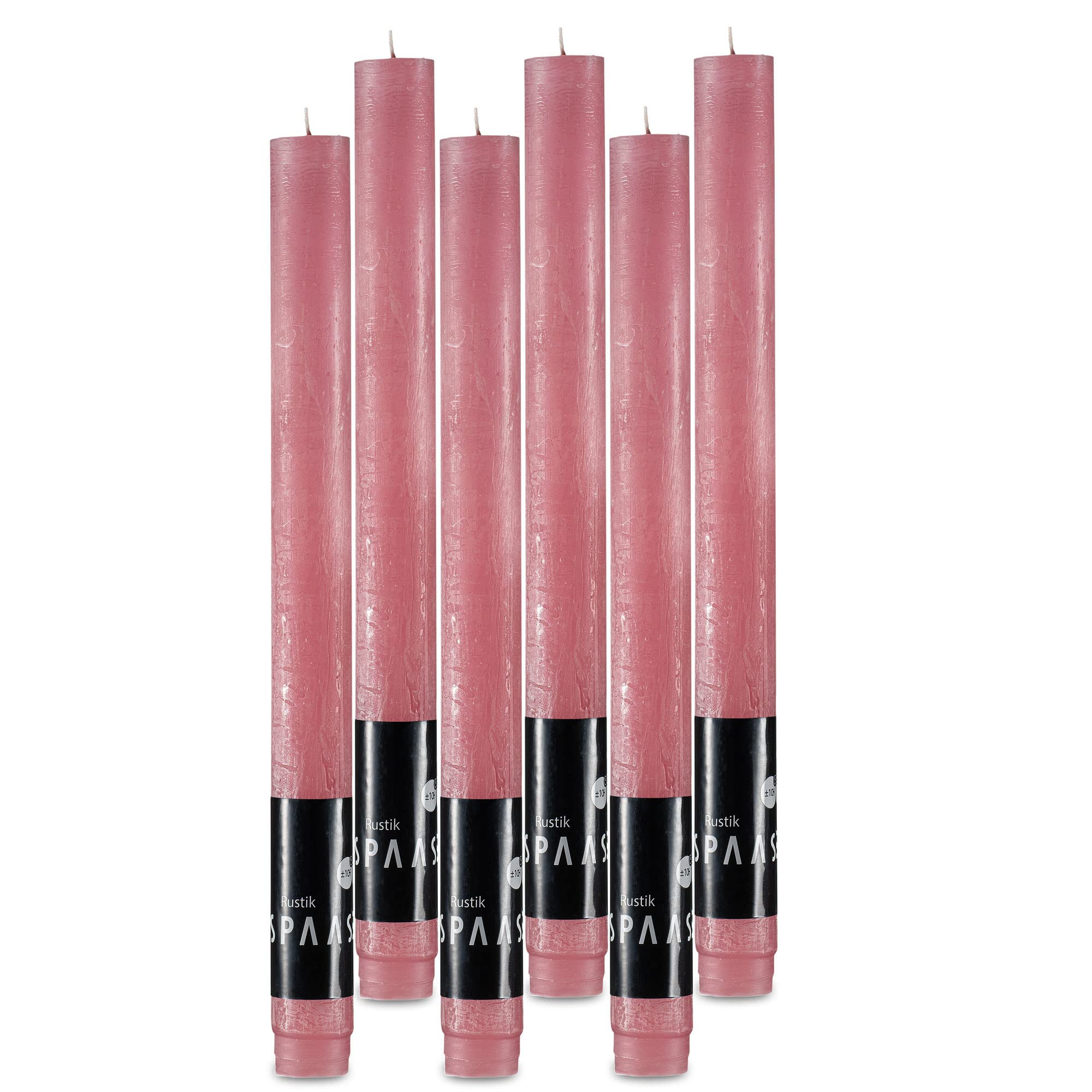 SPAAS Rustic Rose Blush Candles - Set of 6 Unscented 10-Inch Tall Dripless Light Pink Candles for Home Decor, Weddings, Parties & Holidays | Long-Lasting Decorative Table Candles for Romantic Dinners, Centerpieces & Cozy Ambiance