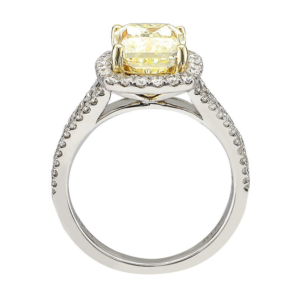 2.53 Carat Fancy Yellow Halo Split Shank Diamond Engagement Ring for Women - Perfect for Proposals, Anniversaries & Special Occasions