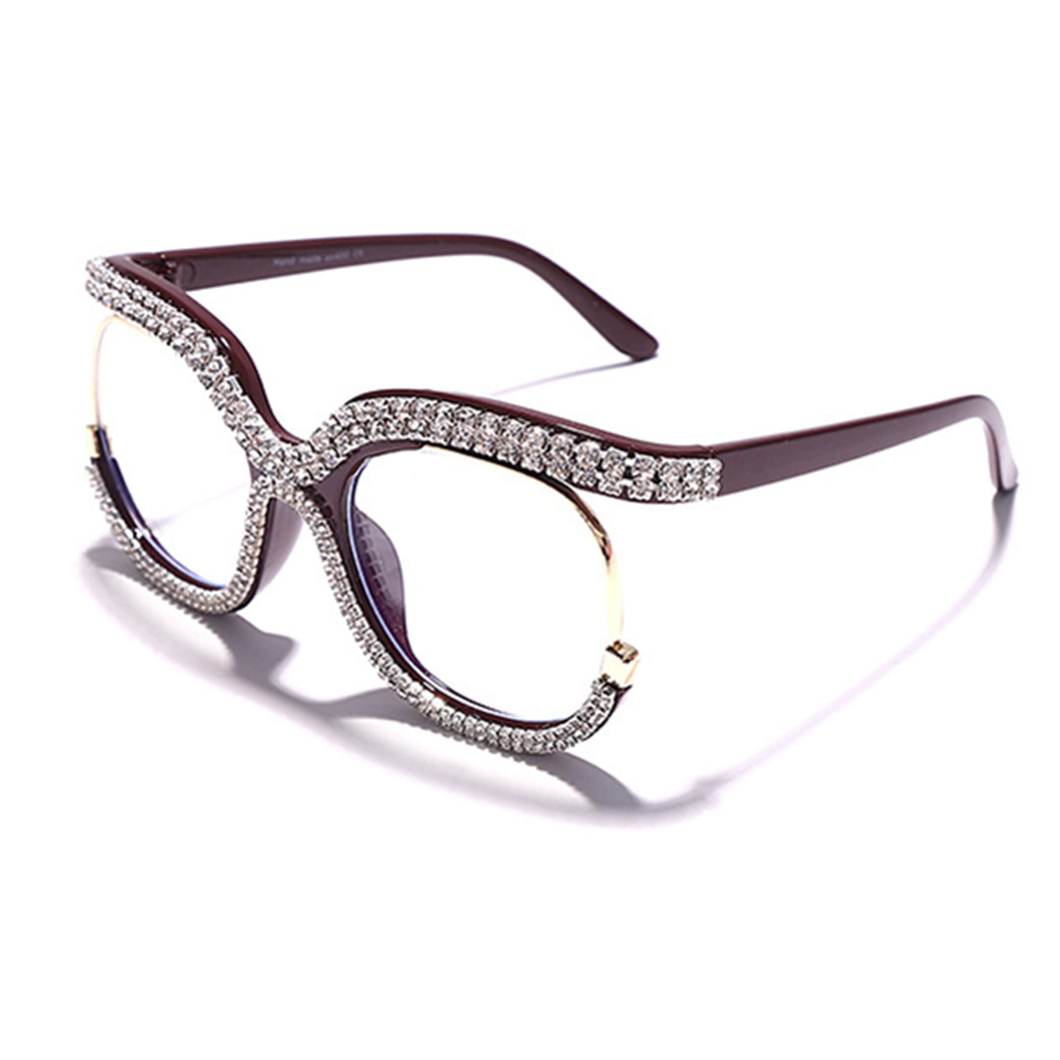 Stylish Cat Eye Blue Light Glasses for Women - Rhinestone Readers for Work & Screen Time