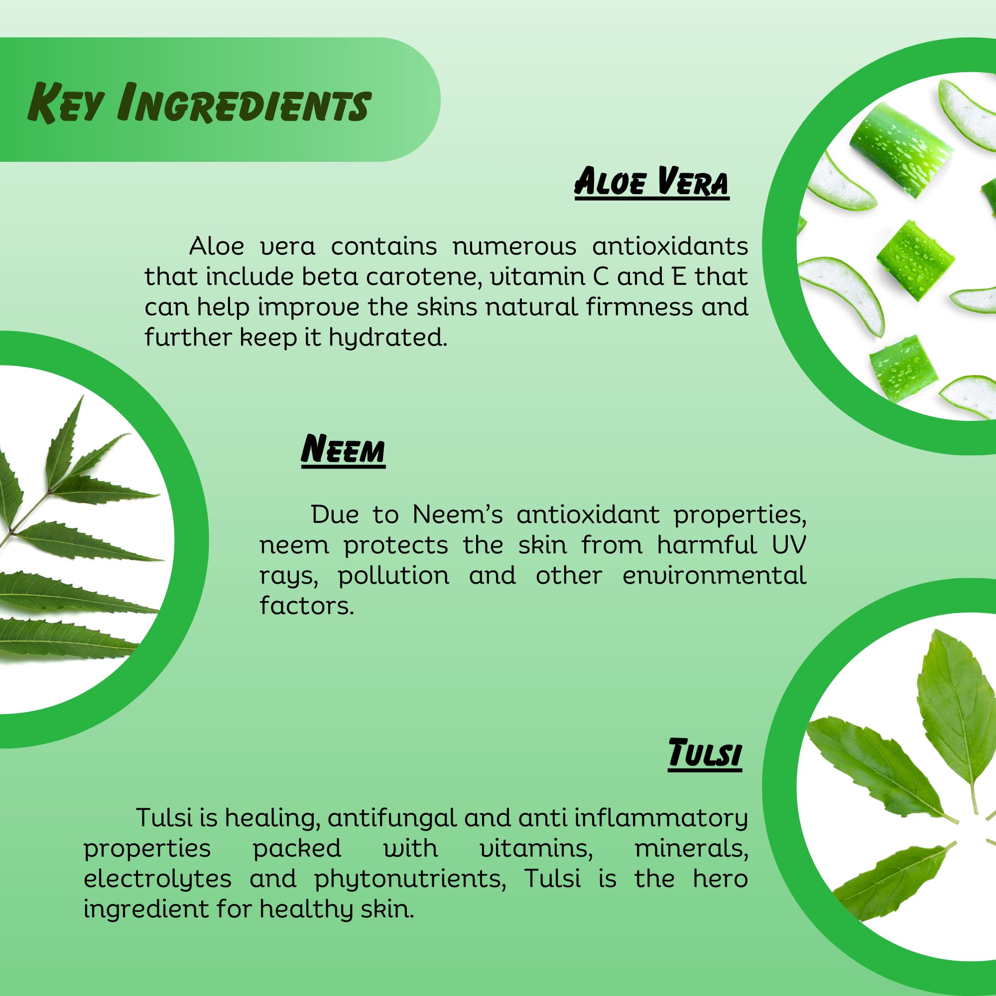 Organic Aloe Vera Gel with Neem & Tulsi - 120g Anti-Aging Face Moisturizer for Hydrated Skin | Natural Skincare for Dry Skin, Sunburn Relief & Daily Face Care
