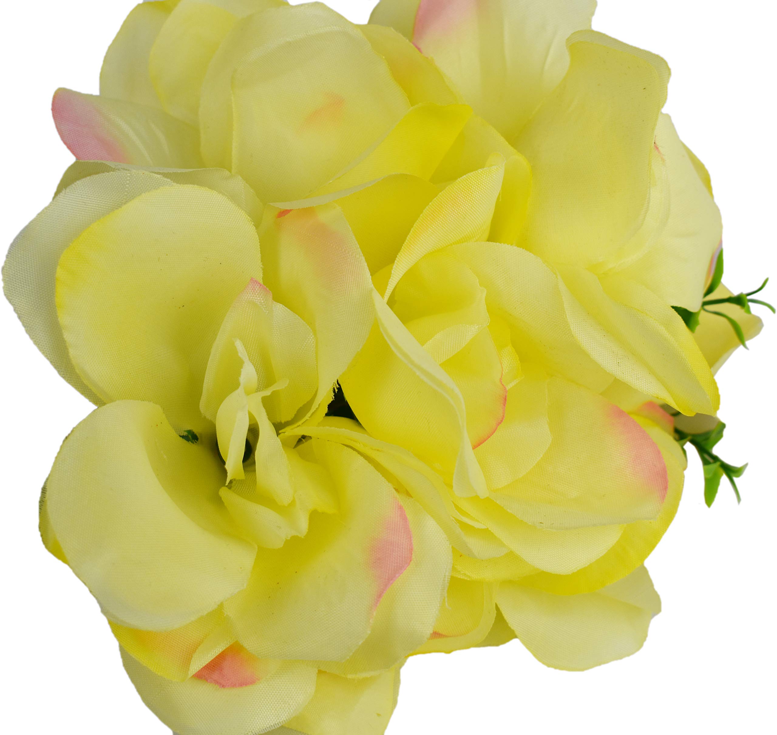 2 Pack Artificial Yellow Rose Bouquet with Green Cemetery Vases - Long Lasting Fake Flowers for Graveside Decor - Memorial, Funeral & Sympathy Arrangement (Yellow Roses with Green Vase)