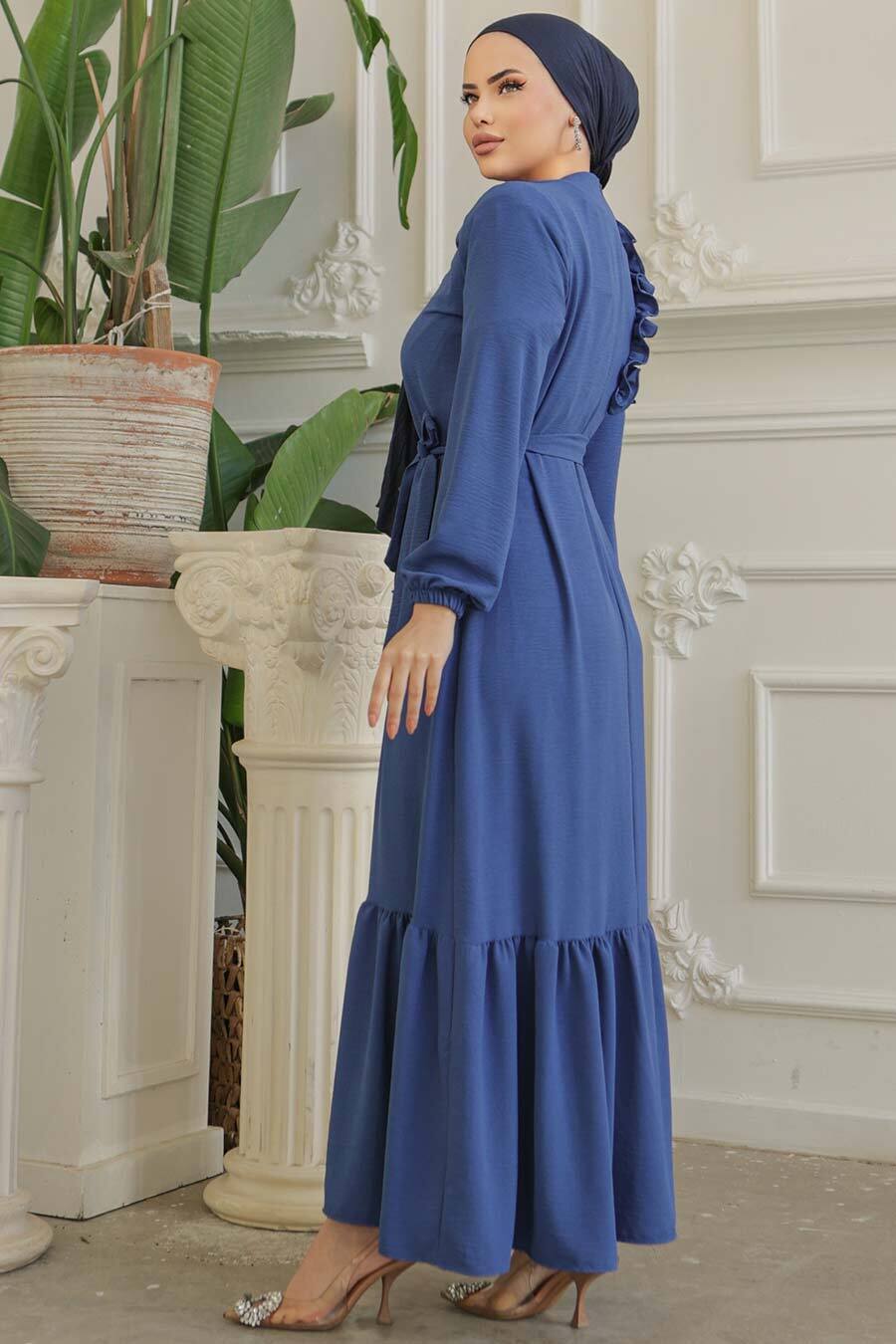 Tanya Long Maxi Dress with Ruffle Design & Waist Belt - Elegant Flowy Summer Dress for Beach, Wedding, and Special Occasions
