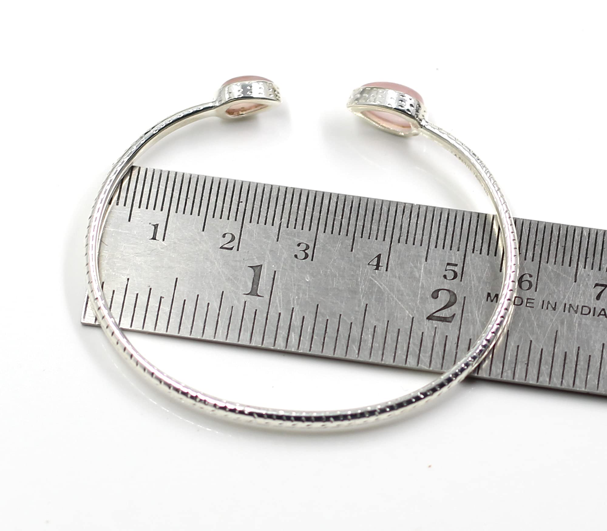 Rainbow Moonstone CZ Adjustable Handmade Cuff Bracelet - 925 Sterling Silver Boho Jewelry for Women - Perfect Gift for Girlfriend, Wife, Birthday & Anniversary - Ideal for Everyday Wear, Date Nights & Special Occasions