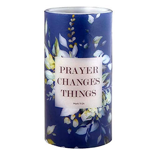 Blue Floral Flameless LED Decorative Candle with Timer - 8 Inch Realistic Flickering Light for Home Decor, Wedding Centerpiece & Relaxing Ambiance