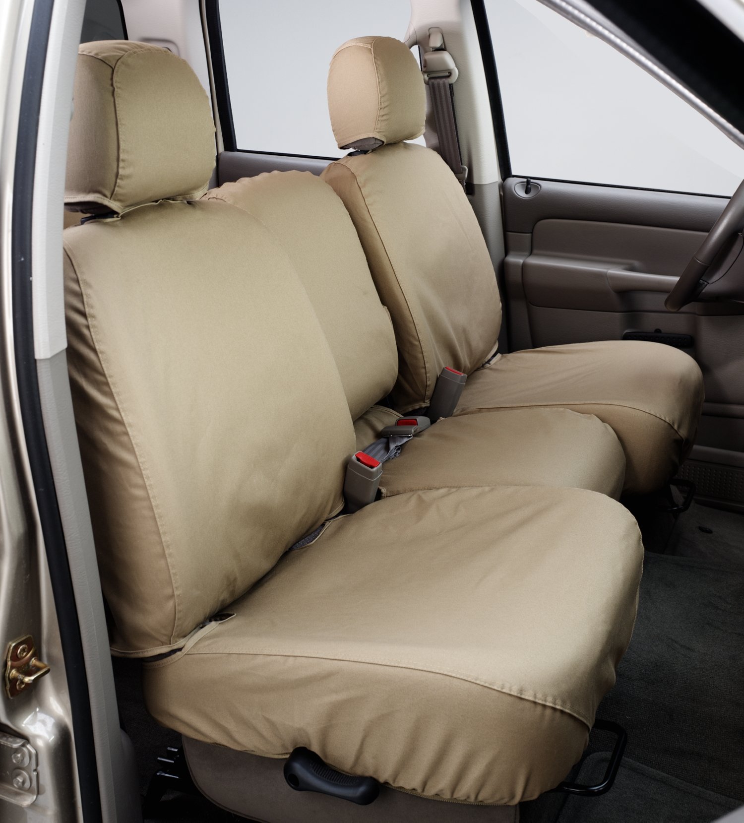 Covercraft Custom-Fit Rear-Second Seat Bench SeatSaver Car Seat Covers - Premium Polycotton Fabric, Grey | Perfect for Pets, Kids & Road Trips
