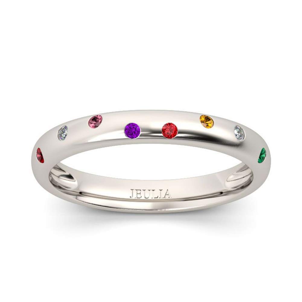 Jeulia 0.5 Carat Multicolor Gemstone Wedding Band - 925 Sterling Silver Eternity Ring with Diamonds for Women | Anniversary, Engagement & Promise Ring | Perfect Gift with Jewelry Box for Weddings, Proposals & Special Occasions