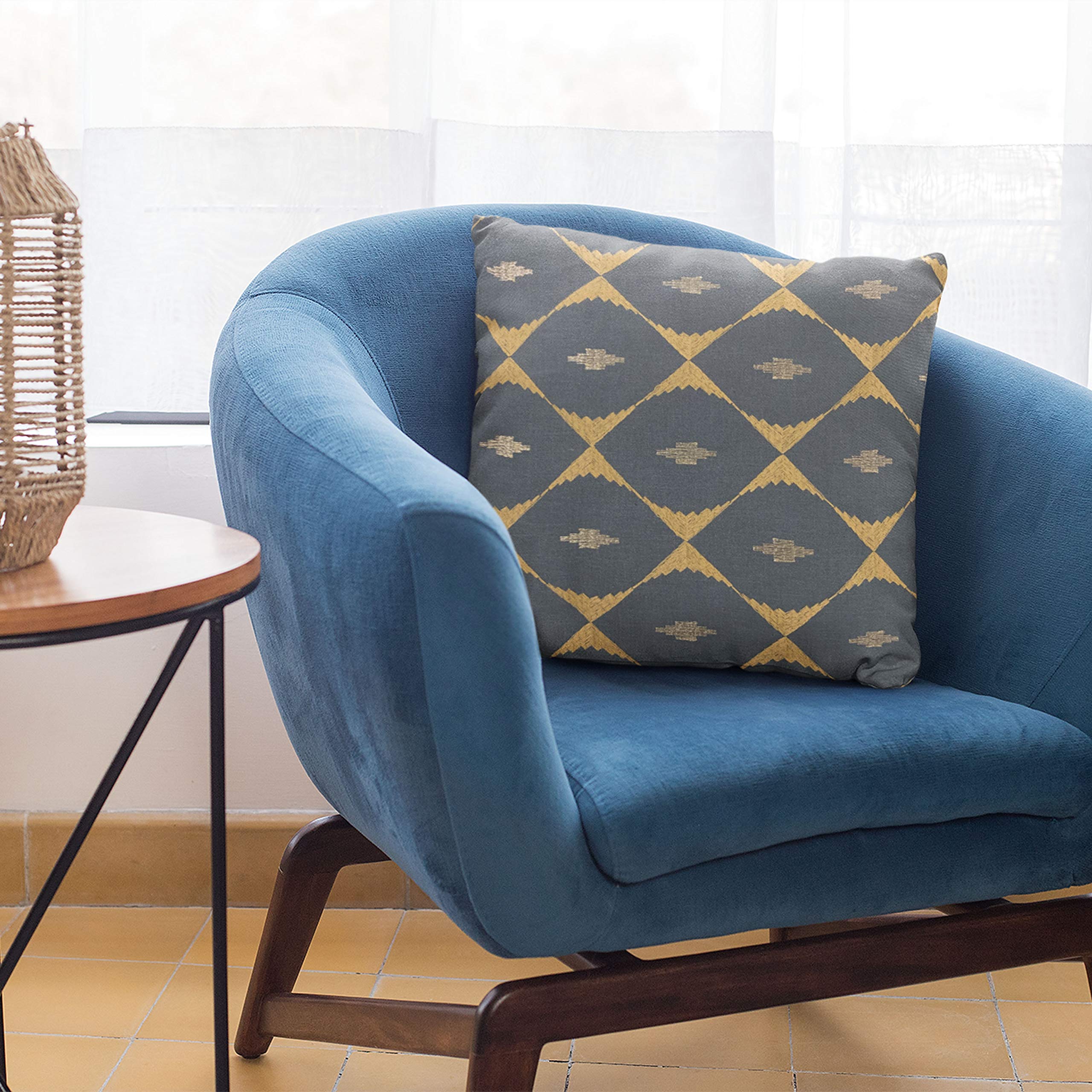 Luxury Blue Plutus Cube Diamond Throw Pillow 24x24 Inches - Double Sided Soft Decorative Cushion for Sofa, Bed, Living Room & Home Decor