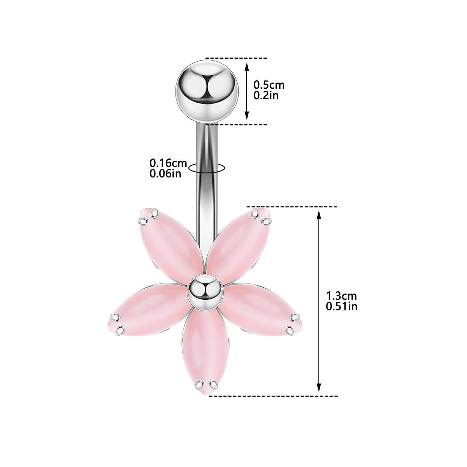 Cat's Eye Stone Flower Belly Button Ring & Body Jewelry | UZ661 | Perfect for Piercings, Parties & Fashion Accessories