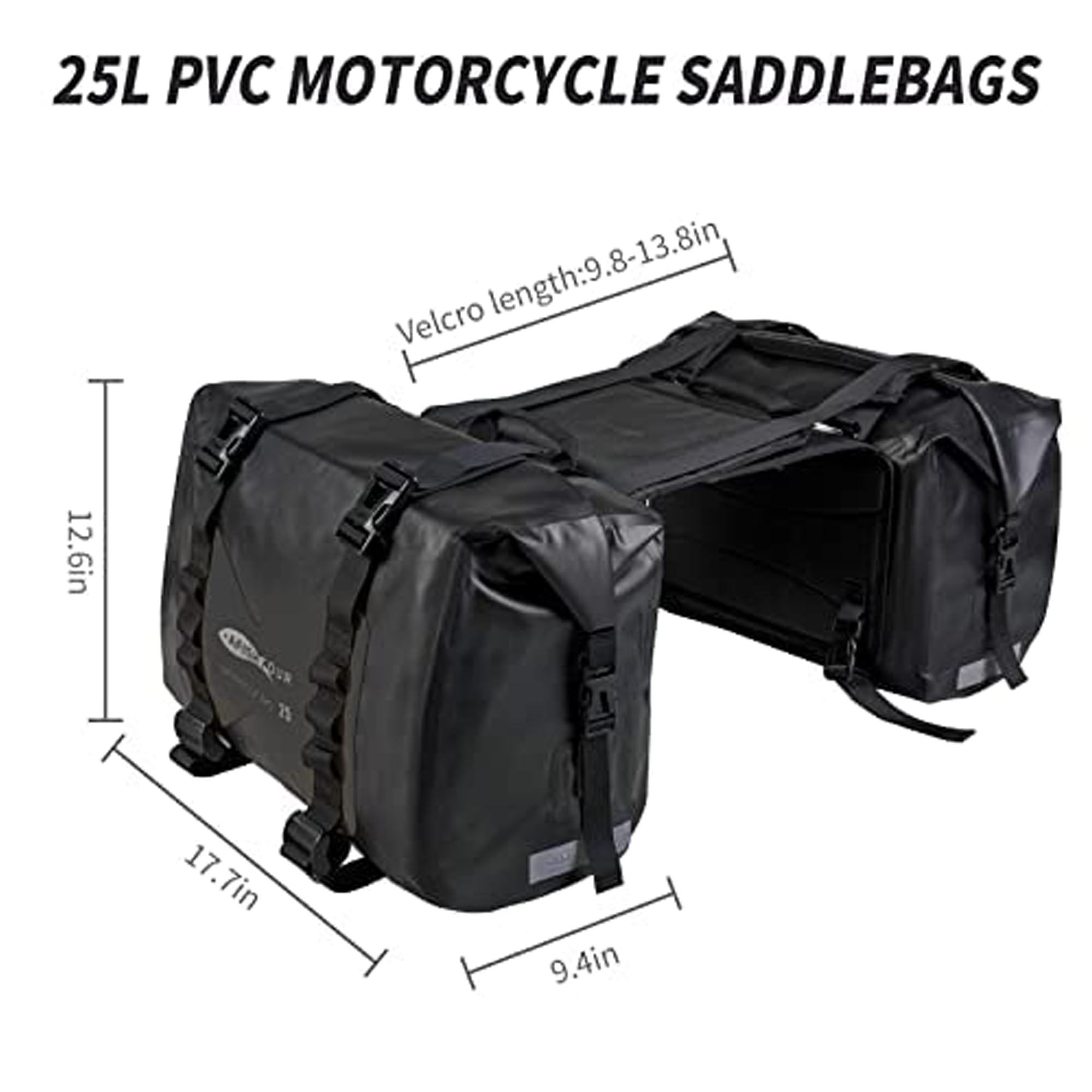 Waterproof Motorcycle Saddlebags 50L - Detachable Motorcycle Luggage Bags for Travel - Universal Fit for Scooter, Honda, Suzuki, Yamaha - Black 2 Pack - Perfect for Long Rides, Camping & Road Trips