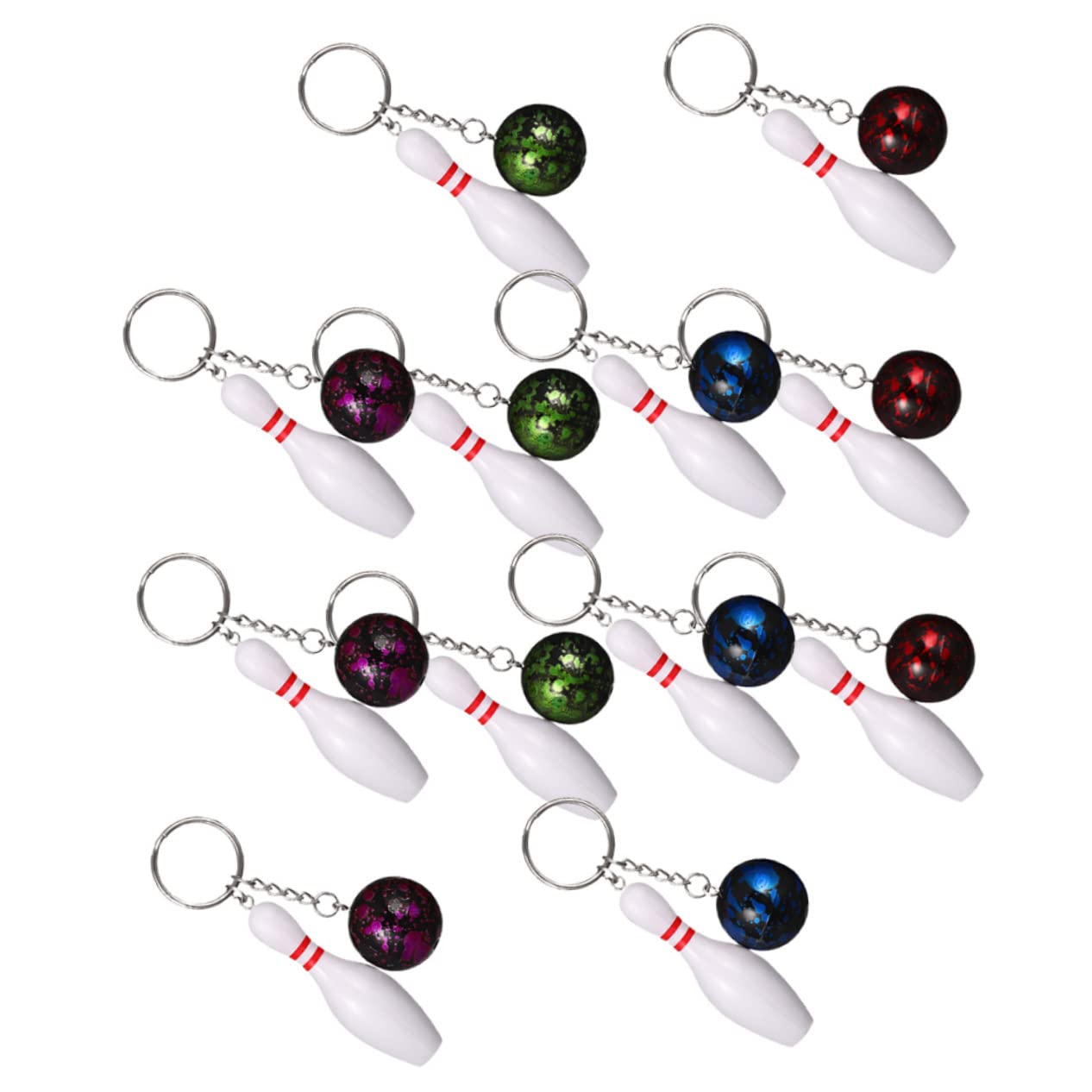 MOBUTOFU 36 Pcs Bowling Keychain Set - Metal Key Rings for Wallet, Jewelry, and Accessories - Perfect for Bowling Enthusiasts, Gifts, and Party Favors