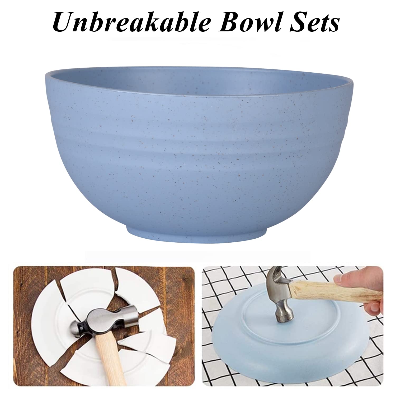 Eco-Friendly Wheat Straw Cereal Bowls Set - Unbreakable, Lightweight Dinner Dishes (4-Pack, 4.5