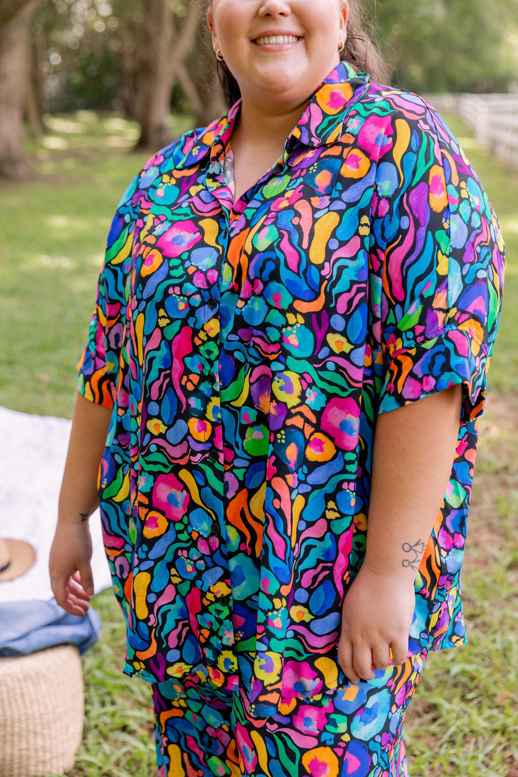 Kasey Rainbow Tammin Shirt - Stylish African Print Women's Top for Casual Wear & Summer Outfits