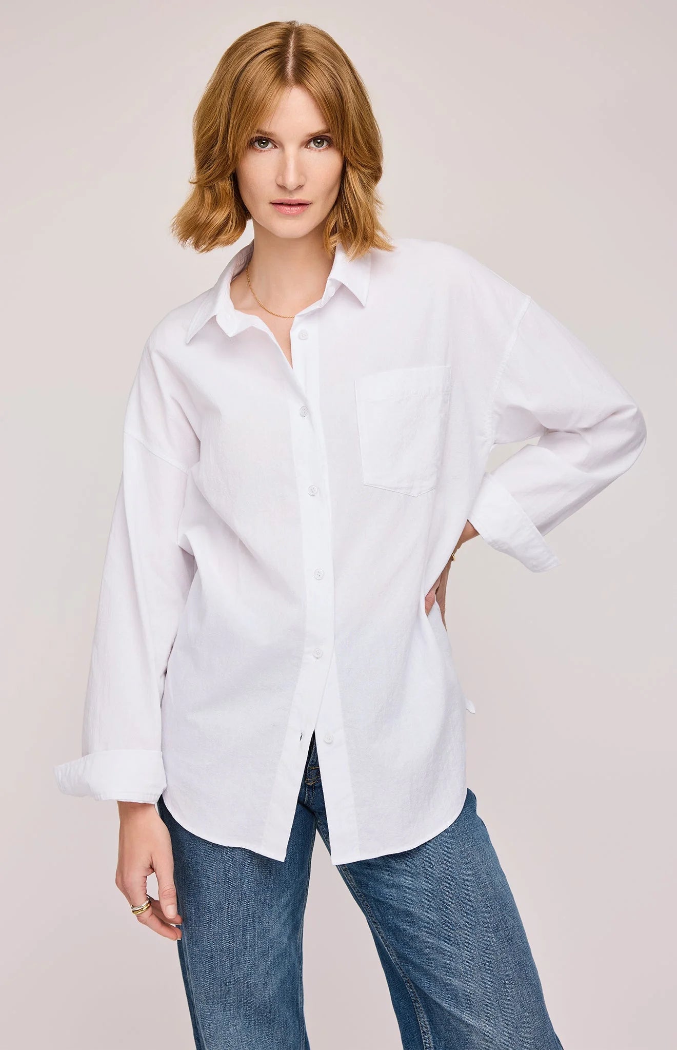 Gentle Fawn Callahan White & Cappuccino Button Down Shirt for Women | Casual Office Wear & Date Night Outfits