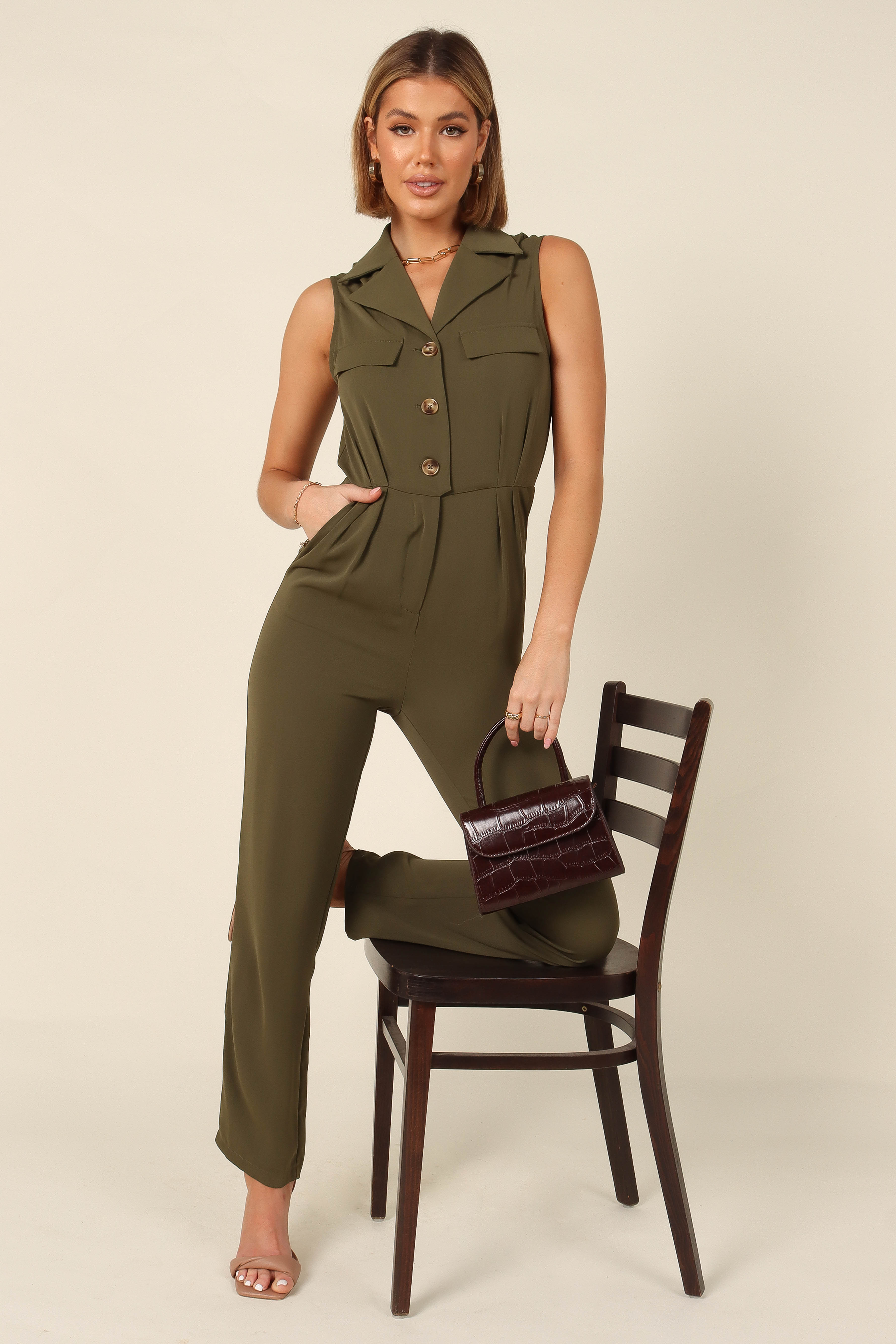 Kayne Sleeveless Jumpsuit for Women - Olive Green Romper | Casual Summer Outfit, Beachwear, Vacation Style